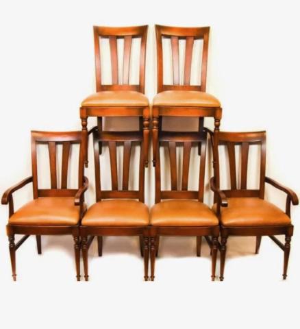 Eight Biedermeier Dining Chairs w Leather Seats (1 of 10)
