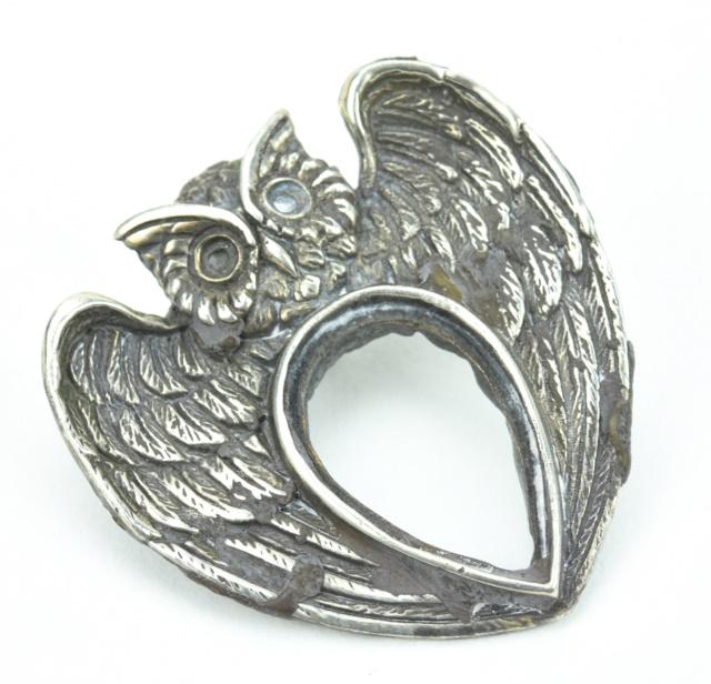 Estate Sterling Silver Owl & Spread Wings Pendant (1 of 6)