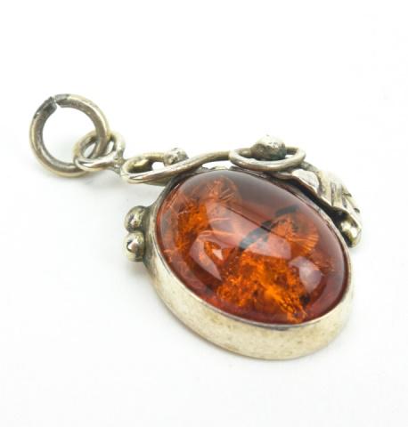 Arts & Crafts Sterling & Amber Necklace Pendant (1 of 5)