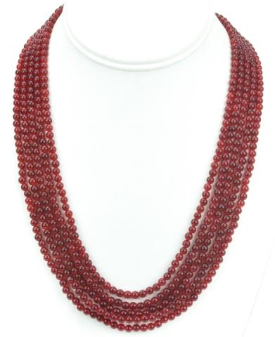 Five Strand Ruby Bead Necklace w 300 Carats (1 of 6)