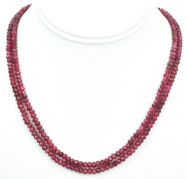 Pair of Faceted Ruby Bead Necklaces w 100 Carats (1 of 6)