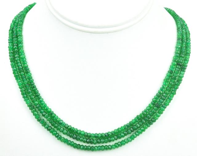 Three Faceted Emerald Bead Necklaces w 120 Carats (1 of 6)