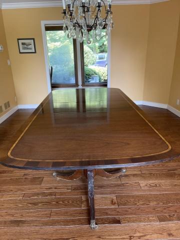 Regency Double Pedestal Dining Table Banded Inlay (1 of 9)