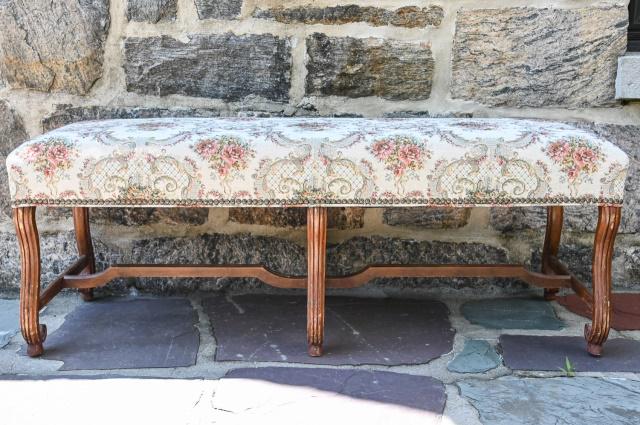 French Provincial Needlepoint Upholstered Bench (1 of 5)