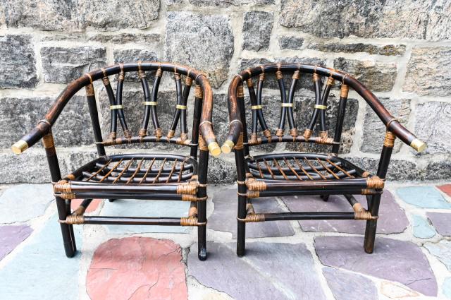 Ficks Reed Co Bamboo Rattan Barrel Back Armchairs (1 of 6)