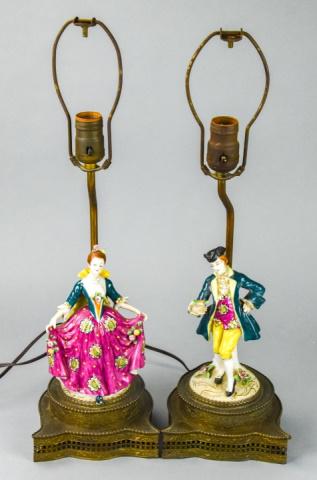 Pair French Porcelain Figural Table Lamps (1 of 10)