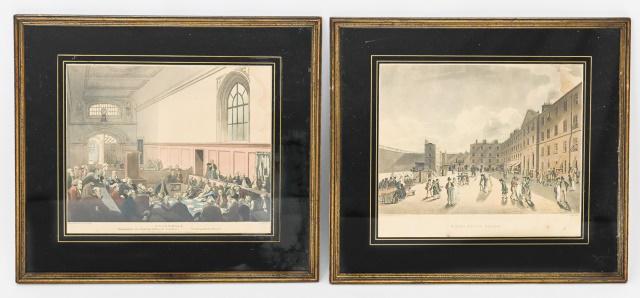 2 Framed R. Ackermann Aquatint Prison & Guildhall (1 of 10)
