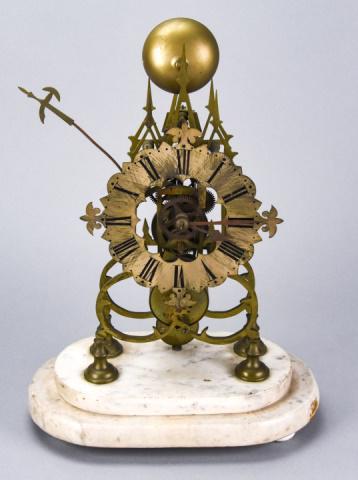 Antique Gothic Style Skeleton Clock w Marble Base (1 of 8)