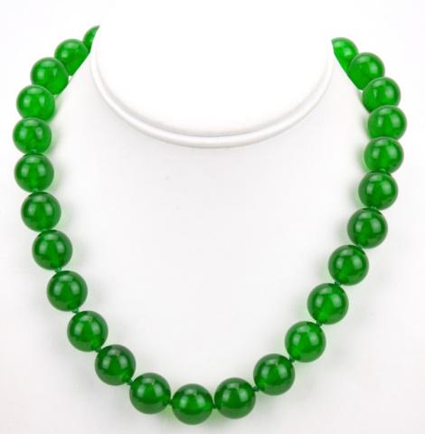Hand Knotted Nephrite Jade 12mm Bead Necklace (1 of 6)