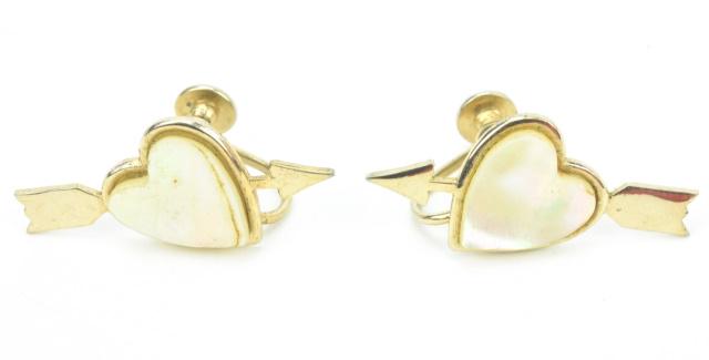 Pair of Vintage Hearts w Cupid's Arrows Earrings (1 of 5)