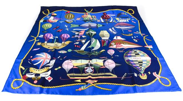 Vintage Hermes Silk Scarf "Les Folies Du Ciel" (1 of 9)