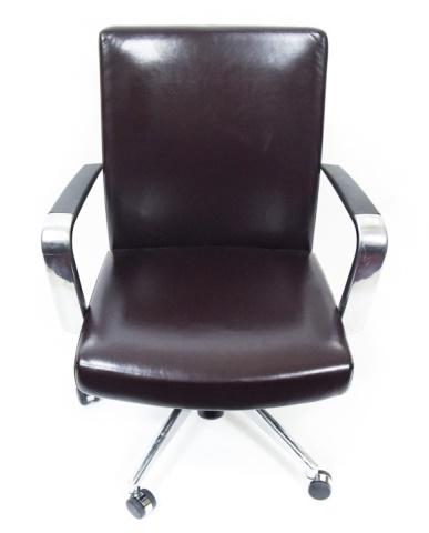 Greenguard Adjustable Brown Leather Desk Chair (1 of 7)