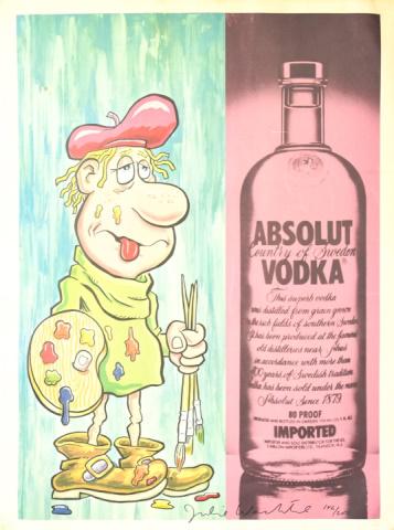 Julia Wachtel Signed Absolut Vodka Poster 1989 (1 of 10)