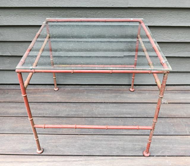 Wrought Iron Outdoor Glass Top Side Table (1 of 5)