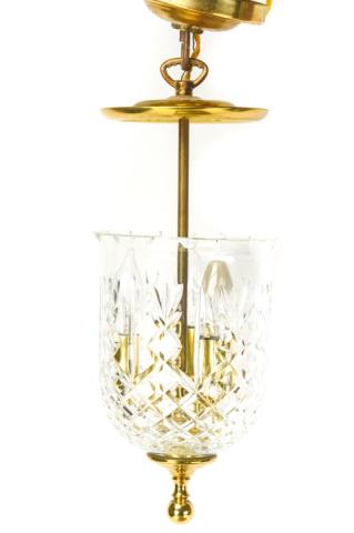 Waterford Cloche Pendent Light: Waterford Cloche Pendent Light with Brass Hardware. 20 inches x 7 inches in diameter.