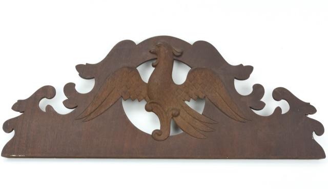 Antique C 1800 Carved Wooden Plaque w Eagle (1 of 7)