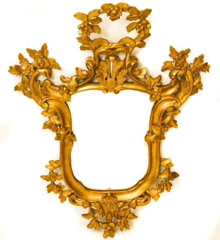 Antique Rococo Sheild Form Gilt and Tole Mirror (1 of 10)