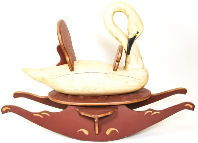 Vintage Hand Carved Swan Decoy Child Rocker (1 of 8)