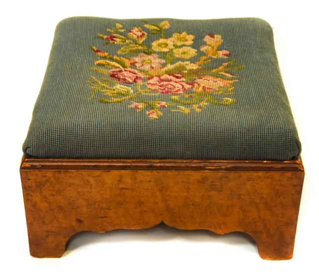 Antique American Empire Needlepoint Stool (1 of 8)