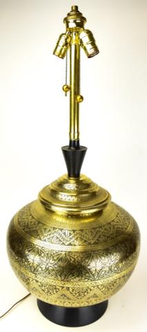 Majestic Indian Brass Etched Urn Form Lamp (1 of 8)