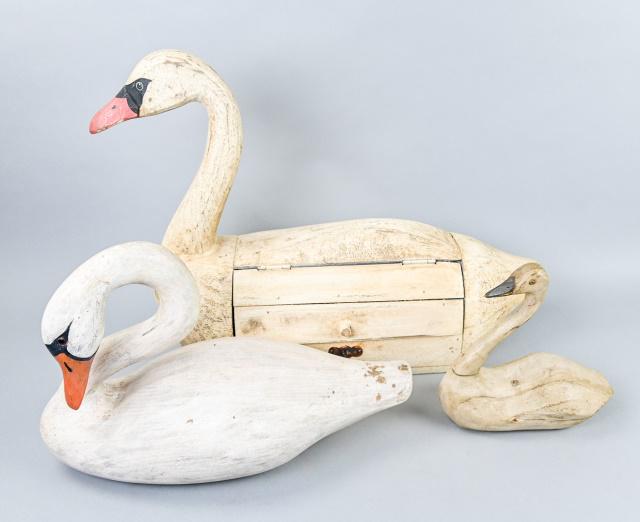 Lot 3 Vintage Carved Wood Swan Decoys (1 of 6)