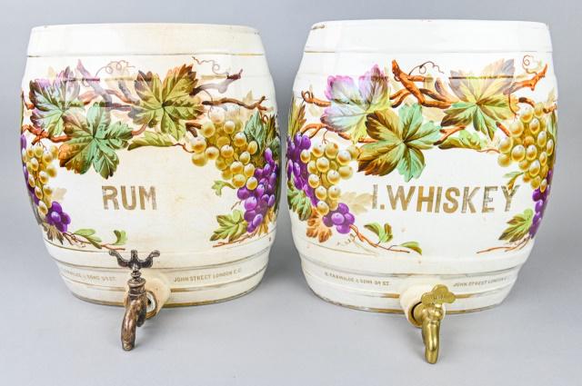 2 Porcelain "Whiskey" & "Rum" Beverage Dispensers (1 of 6)