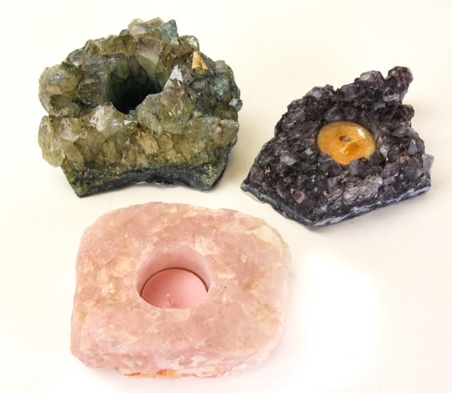 Trio Amythest Crystal Rock Votive Candle Holders (1 of 7)