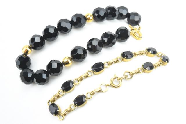 Two Vintage French Jet Art Deco Style Bracelets (1 of 5)