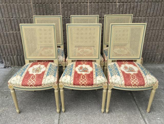 Set 6 Louis XVI Oriental Upholstered Dining Chairs (1 of 8)