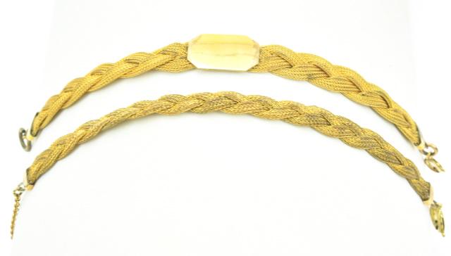 Vintage Gold Filled Braided Rope Chain Bracelets: Two Vintage Gold Filled Braided Rope Chain Bracelets