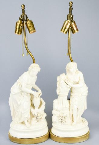 Pair Neo Classical Figural Blanc de Chine Lamps (1 of 10)