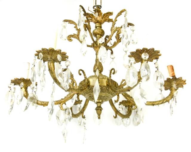 Rococo Revival Bronze Crystal 6 Arm Chandelier (1 of 7)