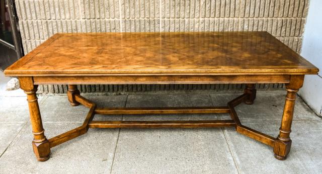 Italian Parquetry Trestle Dining Table w 2 Leaves (1 of 8)