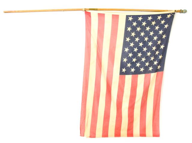 Vintage 48 Stars USA Flag World War II on Pole (1 of 11)