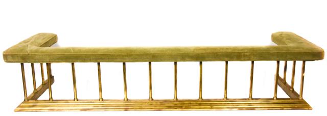 Large Antique Brass Fireplace Fender w Cushion (1 of 8)