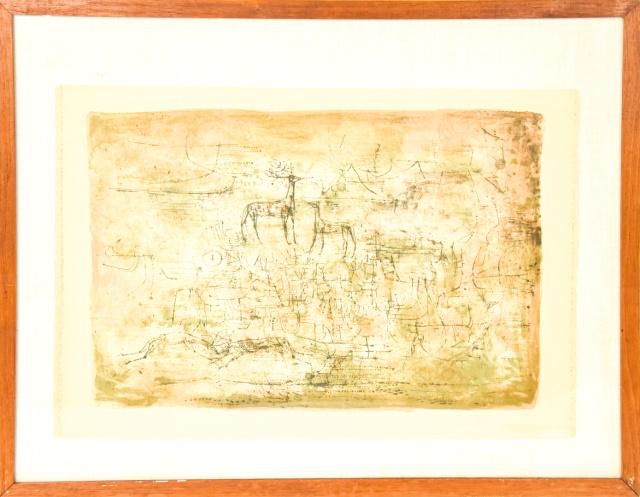 Framed, Signed Primitivism Style Animal Lithograph (1 of 10)