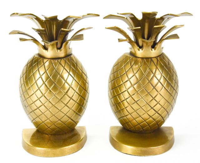 Pair Brass Pineapple Bookends (1 of 9)