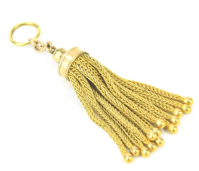 Antique 19th C 10kt Gold Tassel Necklace Pendant (1 of 5)