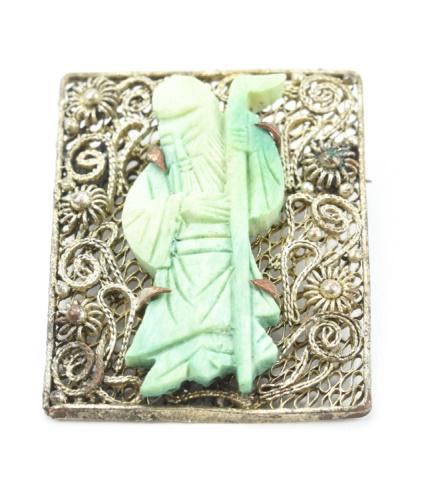 Estate Chinese Silver Filigree Buddha Brooch (1 of 6)