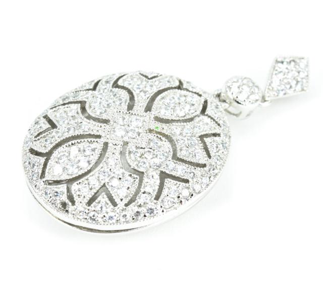 Pave Set Synthetic Diamond Locket Pendant (1 of 7)