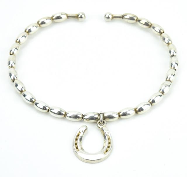Sterling Silver Bracelet w Horse Shoe Charm (1 of 6)