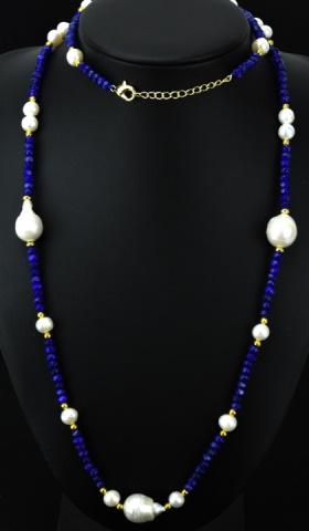 Faceted Sapphire & Cultured Baroque Pearl Necklace (1 of 8)