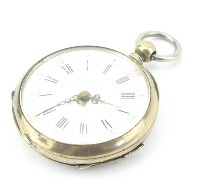 Antique 19th C Silver Pocket Watch w Roman Numeral (1 of 10)