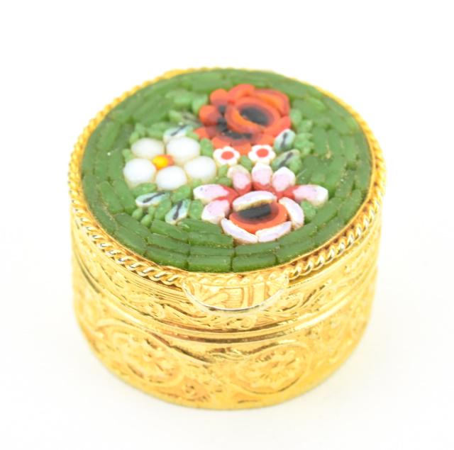 Vintage Italian Micro Mosaic & Ormolu Pill Box (1 of 6)