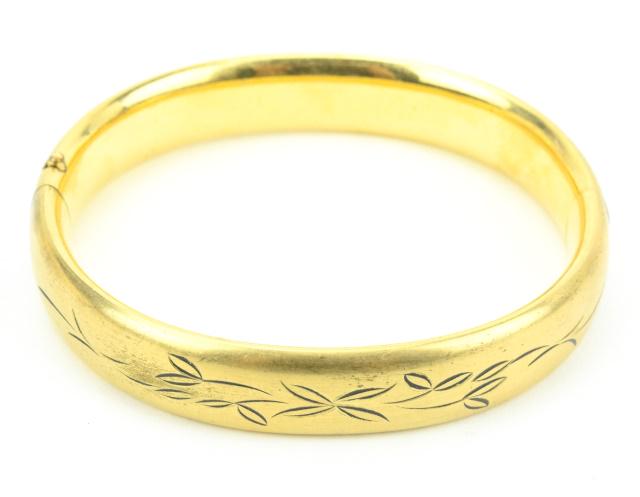 Estate Florentine Finish Gold Fill Bangle Bracelet (1 of 7)