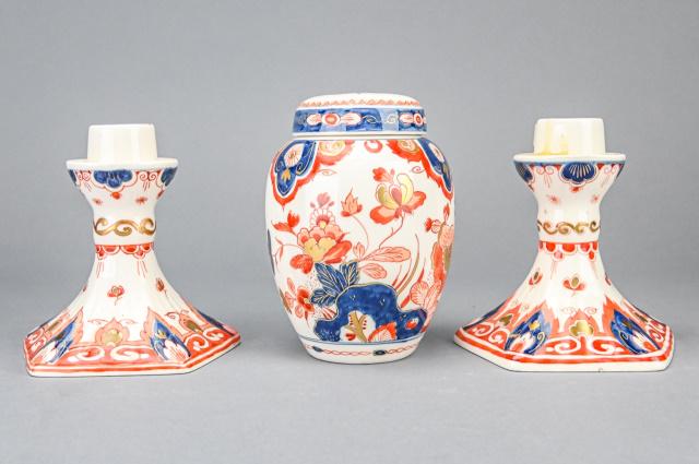 Delft Imari Style Candlesticks & Ginger Jar (1 of 10)