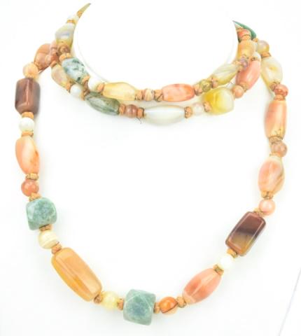 Estate Hand Knotted Specimen Agate Bead Necklace (1 of 7)