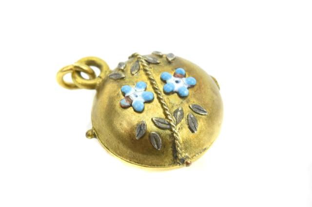 Antique 19th C Enamel Decorated Locket Pendant (1 of 6)