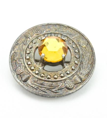 Vintage Scottish Thistle Brooch Pendant w Citrine (1 of 6)