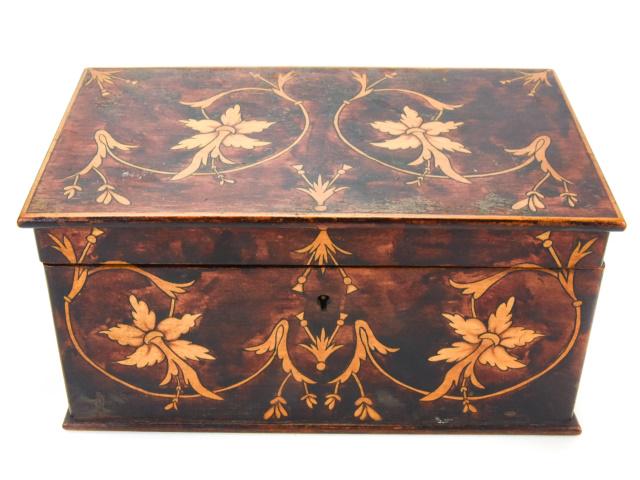 Antique Marquetry Inlaid Slant Front Box (1 of 7)